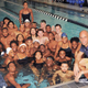 Latroya Pina (back, say on a teammate’s shoulders) along with the rest of her Howard Swimming and Diving team. Howard is the only HBCU to offer competitive swimming